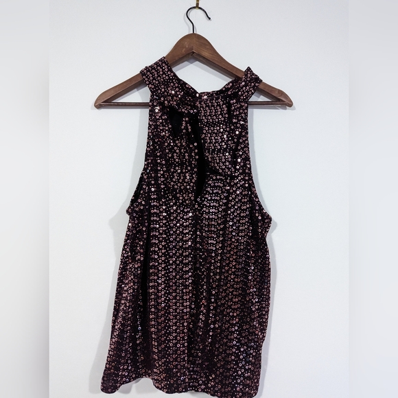 Kenar Red Sequin Halter Tie Top s: XL - Picture 10 of 10